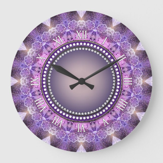 Sweet Purple Mandala Lace Wall Clock (Front)