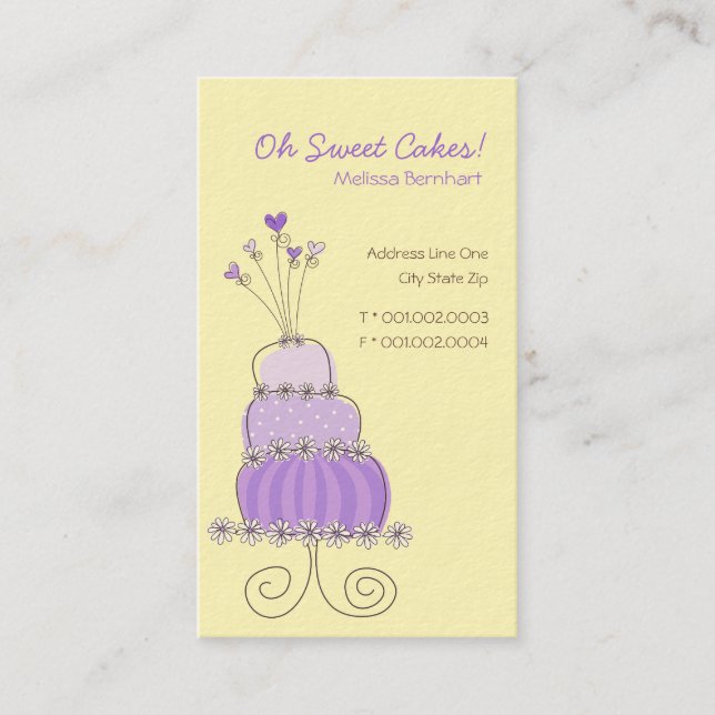 Sweet Purple Wedding Cake Custom Profile Card / (Front)