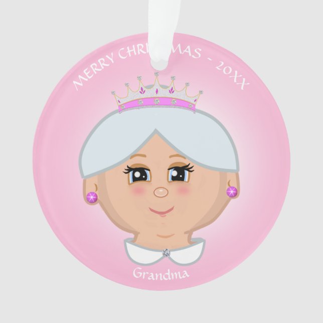Sweet Queen Grandma on Pink Ornament (Front)