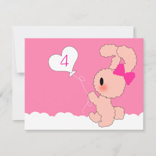 Sweet Rabbit Cute 4th Birthday invitation