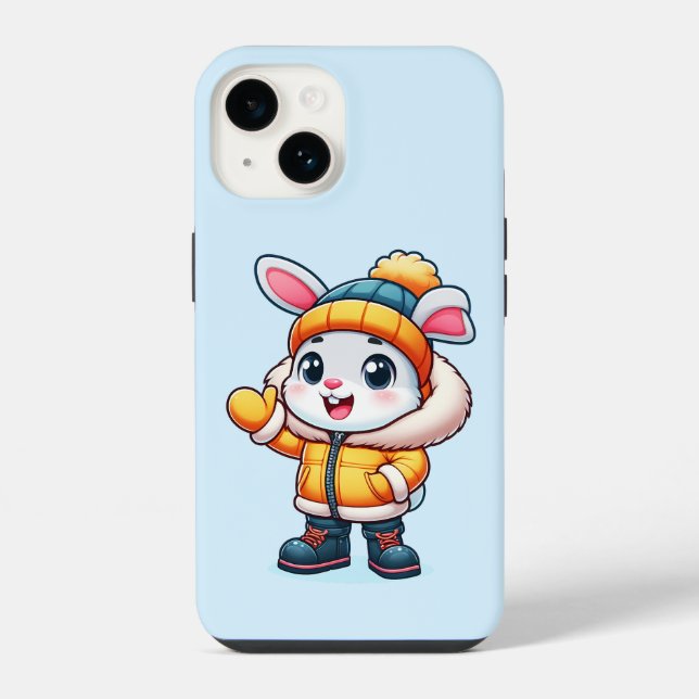 Sweet rabbit in winter iPhone case (Back)