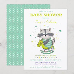 Sweet Racoon Baby Shower Invitation