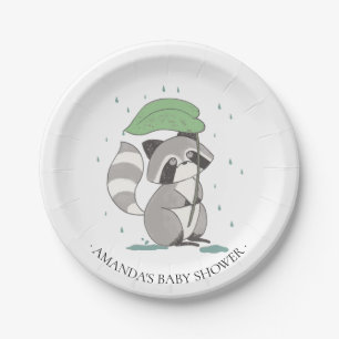 Sweet Racoon Neutral  Baby Shower 7" Plate