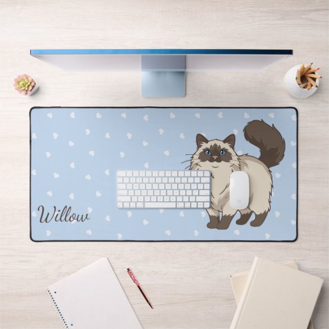 Sweet Ragdoll Cat Personalised Desk Mat (Office 1)