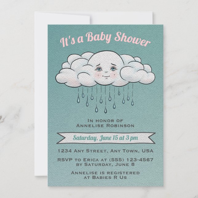 Sweet Rain Cloud Baby Shower Invitation (Front)