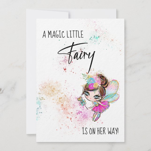 *~*  Sweet Rainbow Fairy Baby  Shower Invitation (Front)