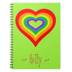 Sweet Rainbow Heart Graphic Design Personalised Notebook
