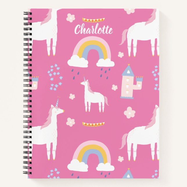 Sweet Rainbow Unicorn Flowers Notebook (Front)