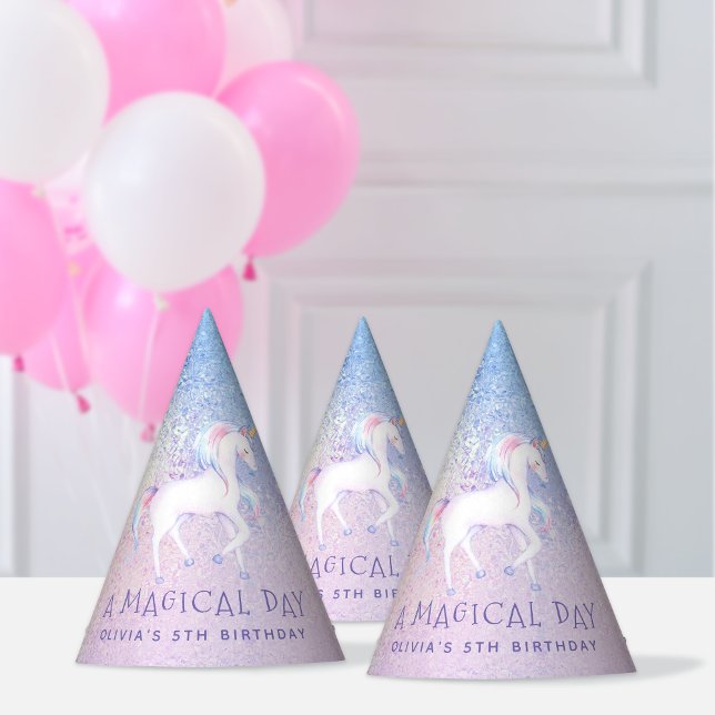 Sweet Rainbow Unicorn Glittery Birthday Party Hat (Creator Uploaded)