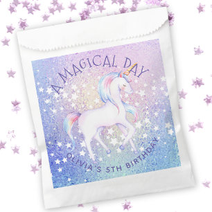 Sweet Rainbow Unicorn Glittery Birthday Party Name Favour Bags
