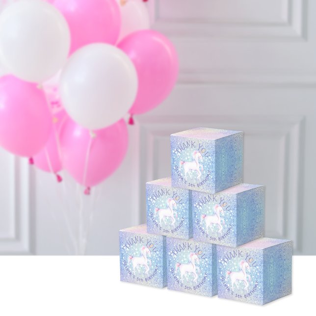 Sweet Rainbow Unicorn Glittery Birthday Party Name Favour Box (Creator Uploaded)