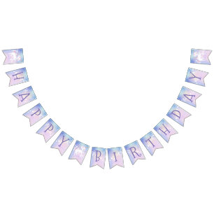 Sweet Rainbow Unicorn Glittery Happy Birthday Bunting