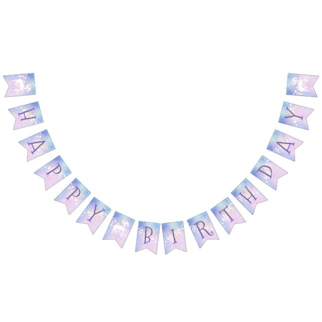 Sweet Rainbow Unicorn Glittery Happy Birthday Bunting (All)