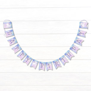 Sweet Rainbow Unicorn Glittery Happy Birthday Bunting