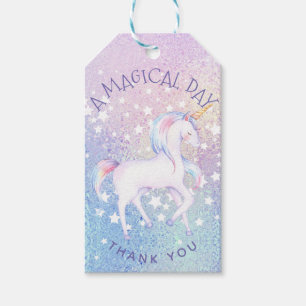 Sweet Rainbow Unicorn Glittery Personalised Favour Gift Tags