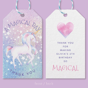 Sweet Rainbow Unicorn Glittery Personalised Favour Gift Tags