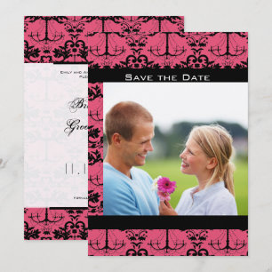 Sweet Raspberry & Black Chandelier Save the Date Invitation