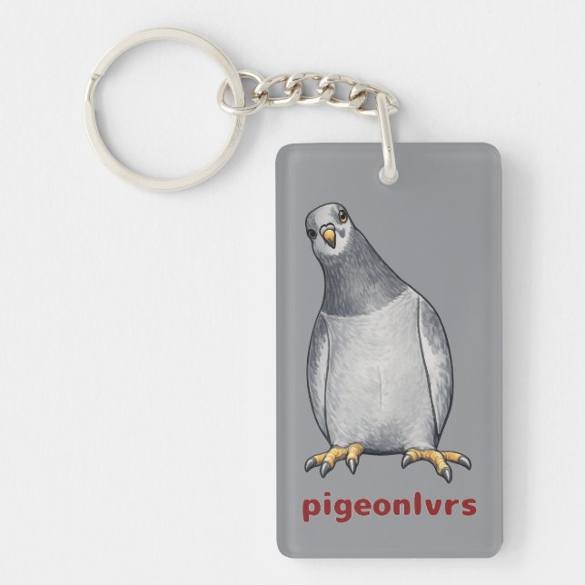 Sweet rectangular pigeon key ring (Front)