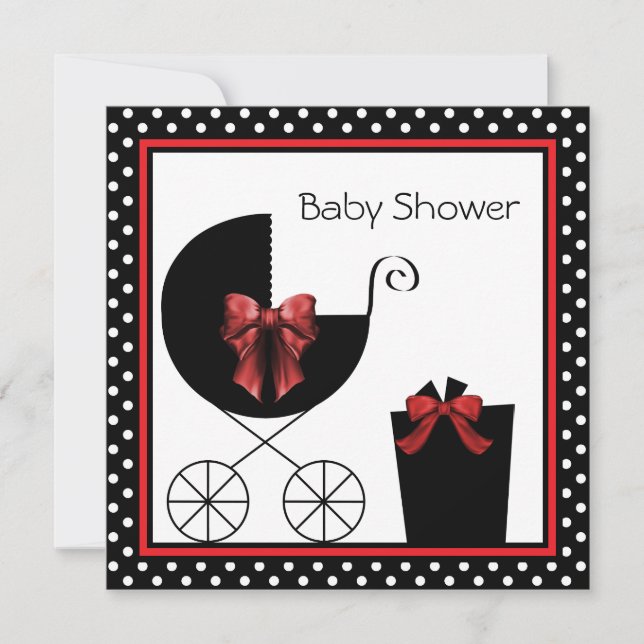 Sweet Red and Black Baby Shower Invitation (Front)