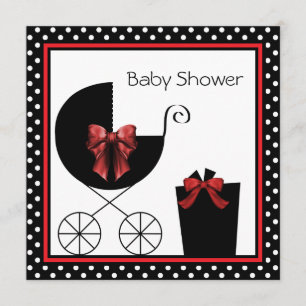 Sweet Red and Black Baby Shower Invitation