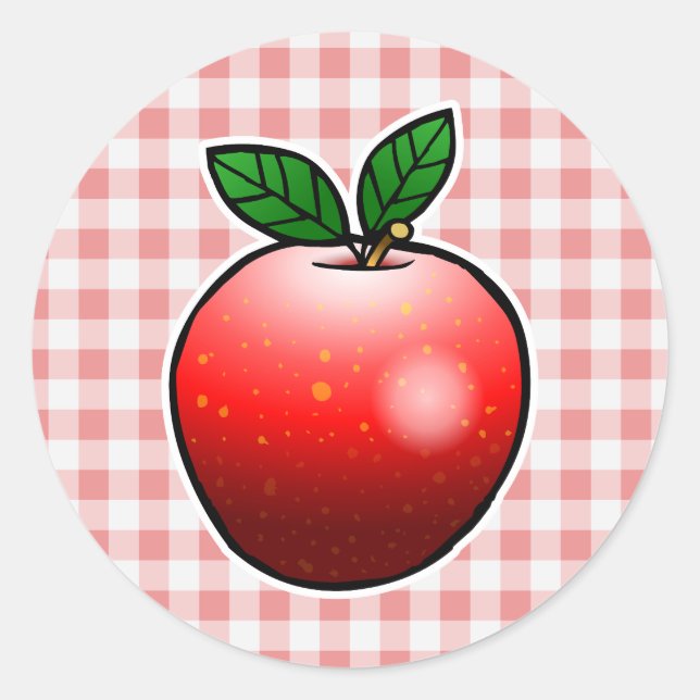 Sweet Red Apple Classic Round Sticker (Front)