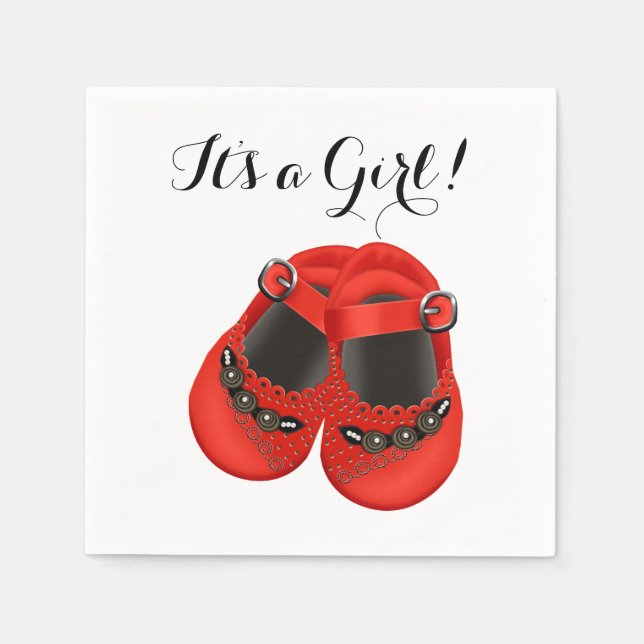 Sweet Red Baby Shoe Baby Shower Napkin (Front)