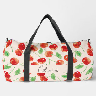 Sweet red cherries duffle bag