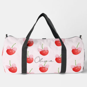 Sweet red cherries duffle bag