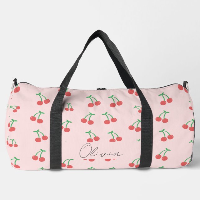 Sweet red cherries  duffle bag (Front)