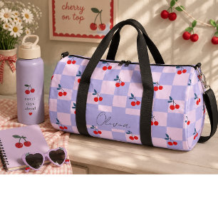 Sweet red cherries duffle bag
