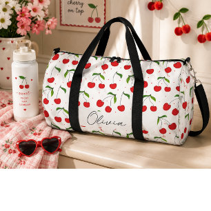 Sweet red cherries  duffle bag