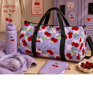 Sweet red cherries duffle bag