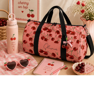 Sweet red cherries  duffle bag