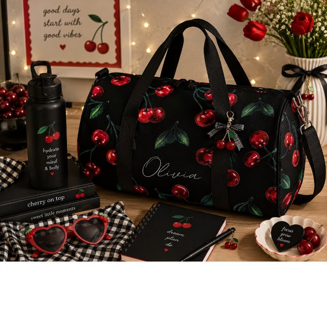 Sweet red cherries  duffle bag (Creator Uploaded)