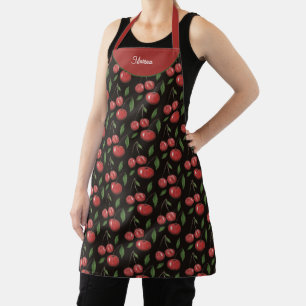 Sweet Red Cherries Watercolor Illustration Apron