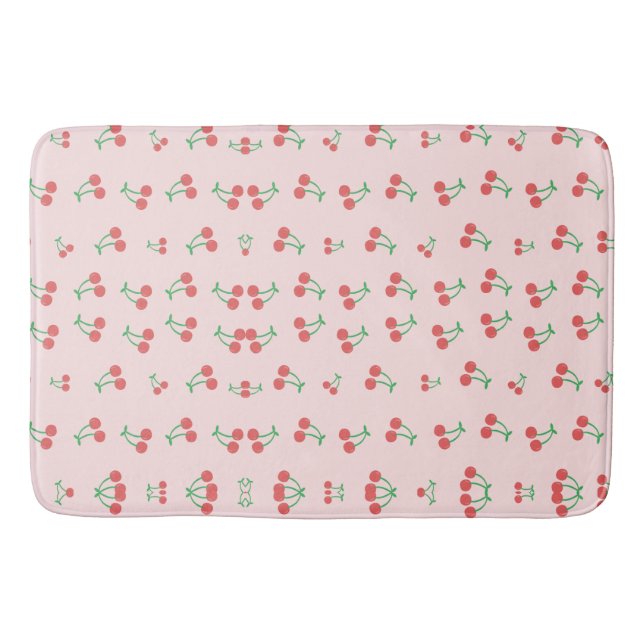 Sweet Red Cherry Pattern Bath Mat (Front)