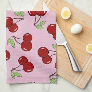 Sweet Red Cherry Pattern Tea Towel