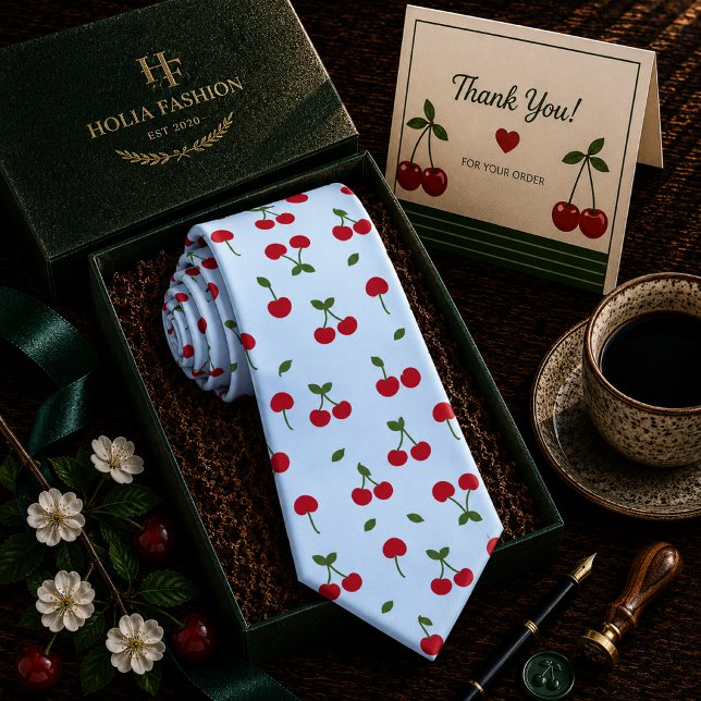 Sweet Red Cherry Pattern Tie (Creator Uploaded)