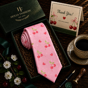 Sweet Red Cherry Pattern Tie