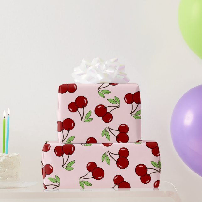 Sweet Red Cherry Pattern Wrapping Paper (Party Gifts)