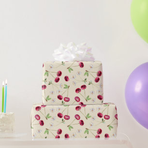Sweet Red Cherry Pattern Wrapping Paper