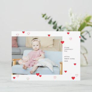 Sweet Red Hearts Happy Valentine's Day Photo Holiday Card
