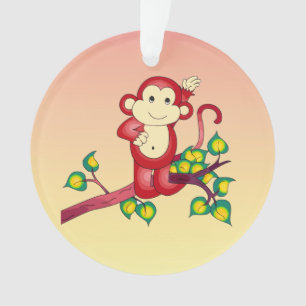 Sweet Red Monkey Animal Acrylic Ornament