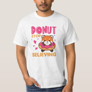 Sweet Red Panda Funny Animals In Doughnut Pink T-Shirt