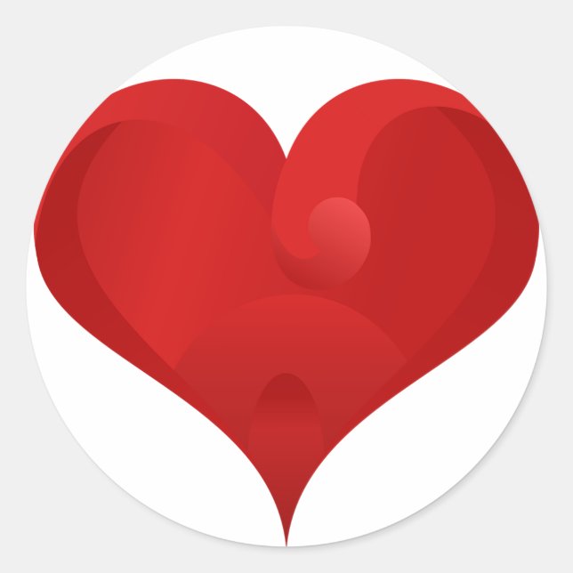 Sweet Red Valentine Love Heart Classic Round Sticker (Front)