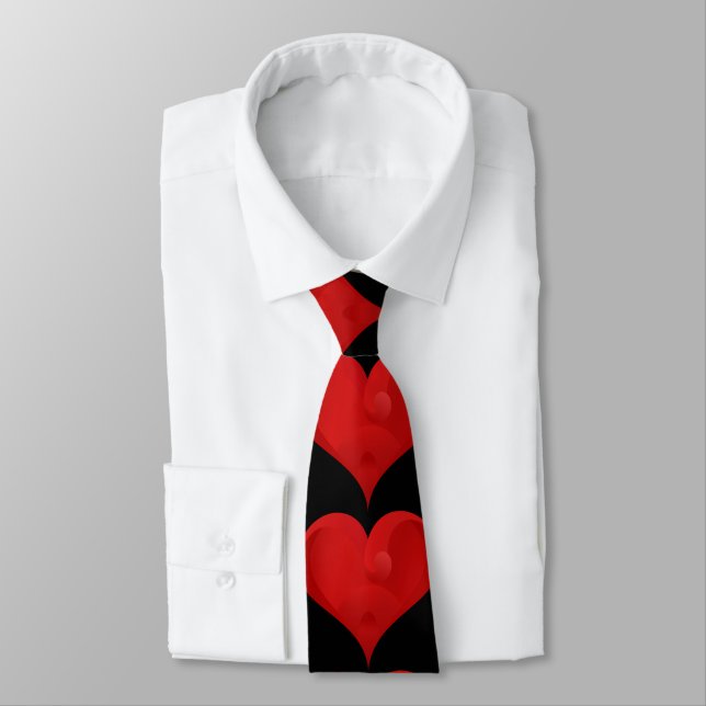 Sweet Red Valentine Love Heart Tie (Tied)
