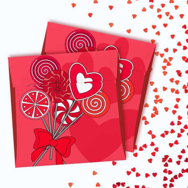 Sweet Red Valentine's Day Love Lollipops and Candy Envelopes (Creator Uploaded)