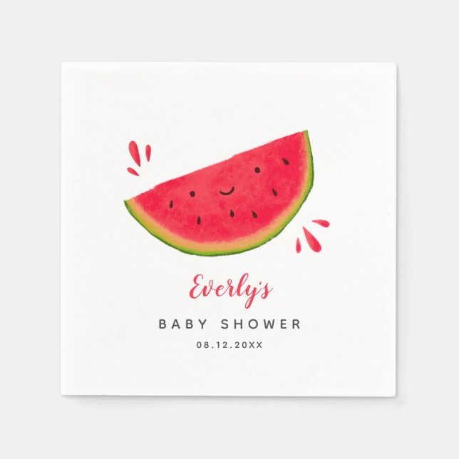 Sweet Red Watermelon Summer Baby Shower Napkin (Front)