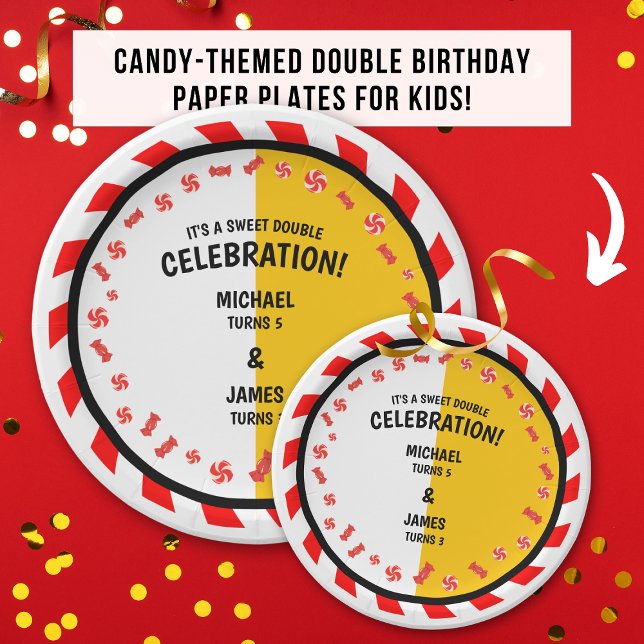 Sweet Red White Candy Theme Birthday Paper Plate (Creator Uploaded)