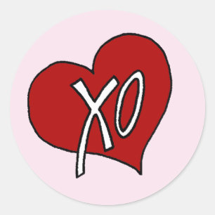 Sweet Red XO Heart Love Hugs Kisses Classic Round Sticker
